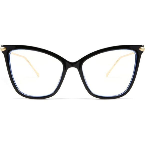 ✨ Feisedy Oversized Glasses Women Black Cat Eye Frame Light Blocking Eyewear - Picture 1 of 7